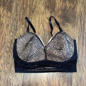 Women’s Victoria's secret Very Sexy  Lined Plunge Black and nude lace wired bra